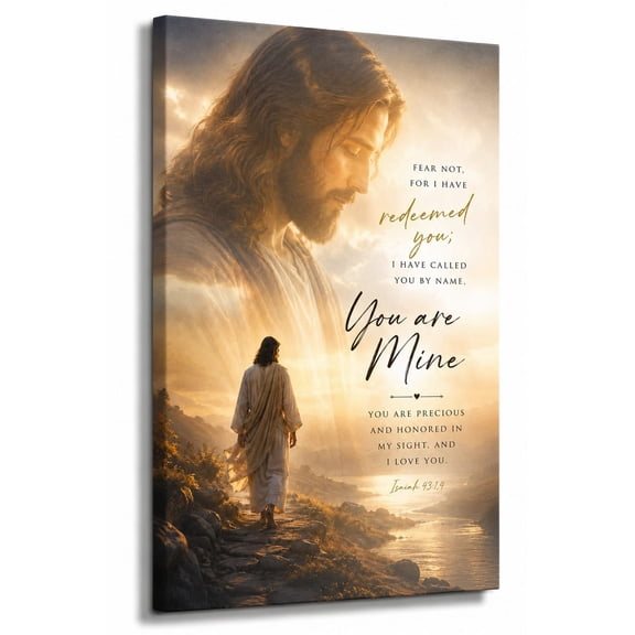 Jesus You Are Mine Fear Not Isaiah 43:14 Christian Framed Canvas Wall Art, Bible Verse Scripture Home Decor for Office Living Room Bedroom, Inspirational Religious Wall Decor Gift