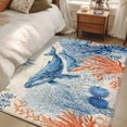thumbnail image 5 of Ocean Whale Washable Area Rugs 3'x5', Orange Blue Summer Sea Animal Corals Starfish Retro Low Pile Throw Living Room Rug Non-Slip Sturdy Edge Binding Carpet for Indoor Entryway Bedside Kitchen, 5 of 9