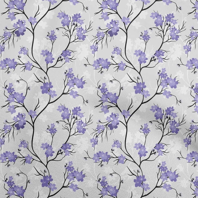 oneOone Polyester Spandex Medium Purple Fabric Floral Craft Projects Decor Fabric Printed By The Yard 56 Inch Wide