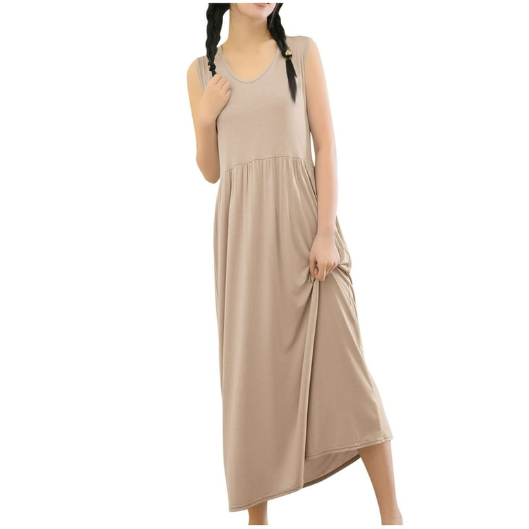 OSFVNOXV Long Nightgown Dress for Women Ultra Soft Comfort Fit Sleeveless Loose Flowy Maxi Sleepwear Dress - Walmart.com OSFVNOXV Long Nightgown Dress for Women Ultra Soft Comfort Fit Sleeveless Loose Flowy Maxi Sleepwear Dress - Walmart.com