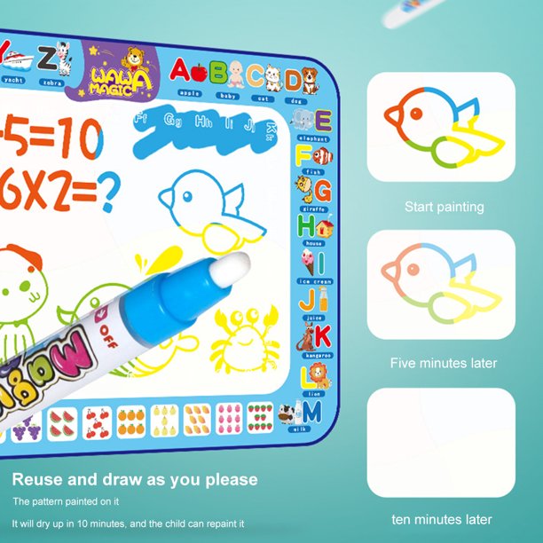 Big Aquapaint Mat Tapete de dibujo borrable reutilizable para niños pequeños (juego completo) Ndcxsfigh libre de BPA