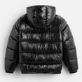 thumbnail image 3 of Men's Hooded Cotton-Padded Jacket - Solid Color Thickened Warm Loose Coat with Big Pockets, Long-Sleeve Bread Jacket, Black, L, 3 of 5