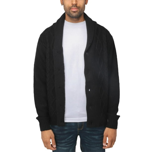 X RAY JEANS Mens Shawl Collar Cable Knit Cardigan Black S Walmart Business Supplies