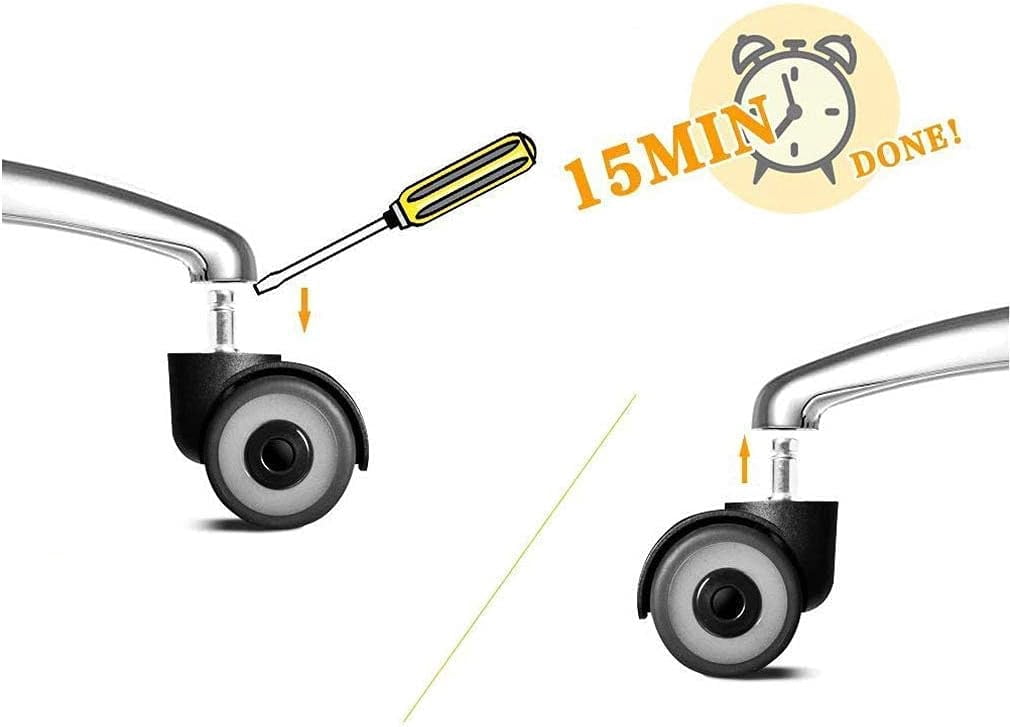 Gamvdout Plate Casters 2inch Office Chair Caster Replacement TPR Wheels Safe Universal Standard Stem 11x22mm Set of 5 Quadruple Ball Bearing Design 660lbs Protect Hardwood Floors Upgrade Double Whee