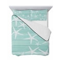 thumbnail image 7 of Quilts Twin-XL Size Bedding Set, Teal Starfish Coastal Lightweight Quilted Comforter, Summer Beach Nautical Ocean Wooden Reversible Bedspread Coverlet with Pillow Covers for All Season, 68" x 98", 7 of 7
