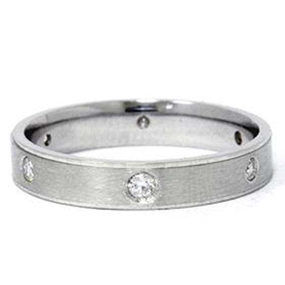 Pompeii Platinum Comfort Fit Diamond Brushed Wedding Ring Band (G/H,I1)