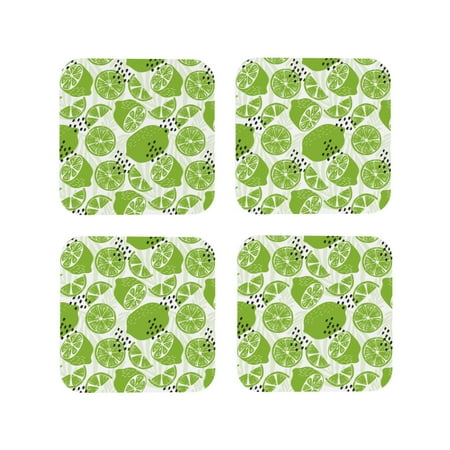 

Leather Coasters Set of 4 - green Various lemons Lightweight Non-Slip Drink Coasters for Desk Anti-Scalding Desk Cup Coasters for Office Table Decor Square