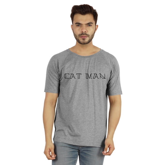 Inkmeso T-shirt Raglan à Manches Courtes pour Homme avec Citation Graphique « Cat Man » T-Shirt pour Amateur de Chats