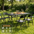 thumbnail image 4 of 6ft Folding Table - Heavy Duty Fold-in-Half Plastic Table, Portable Utility Tables with Steel Legs for Events, Camping, Indoor & Outdoor Use (Black), 4 of 8