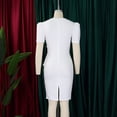 thumbnail image 4 of AURA Plus Size Bodycon Midi Dress Ruffle Detail High Waist Crewneck Short Sleeve Elegant Summer Office Dress with Zipper, 4 of 9