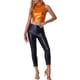 thumbnail image 2 of INSPIRAR CHIC Top de Mujer Cuello Mock con Cremallera Frontal Sin Mangas Holográfico Brillante para Fiesta XL Naranja, 2 of 6