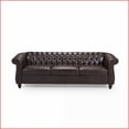 thumbnail image 5 of 3-Seater American Chesterfield Sofa – Low Profile for Small Living Rooms with Button Tufting | Brown | PU | Rolled Arms, 5 of 11