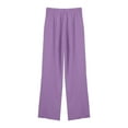 thumbnail image 4 of Purple Womens Sweatpants Women's Pure Cotton and Linen Wide Leg Pants Casual Baggy Elastic Waistband with Pockets Fashionable Pants Sweatpants Womens Fashion, 4 of 6
