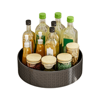 Black Lazy Susan Organizer Turntable for Cabinet Table Top, 10 Inch 360 Rotating Spinning Makeup Organizer for Vanity, Kitchen Storage Rack Heavy-Duty Pantry Spices Tray Countertop Organizer