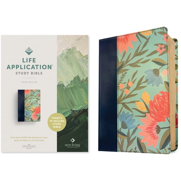 NLT Life Application Study Bible, Third Edition (Leatherlike, Teal Floral, Red Letter) (Hardcover)