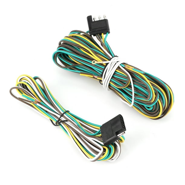 Kit de Arnés de Cableado de Remolque de 4 Vías, 36 Pies, 8,5 + 2,4 M, 4 Cables, 4 Planos, 4 Pines, Juego de Conector de Arnés de Cableado de Luz de Remolque con Enchufe Macho Hembra para Uso General Amonsee No