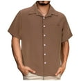 thumbnail image 1 of Mens Short Sleeve Button Down Shirts Casual Vacation Beach Summer Tops with Pocket, 1 of 5