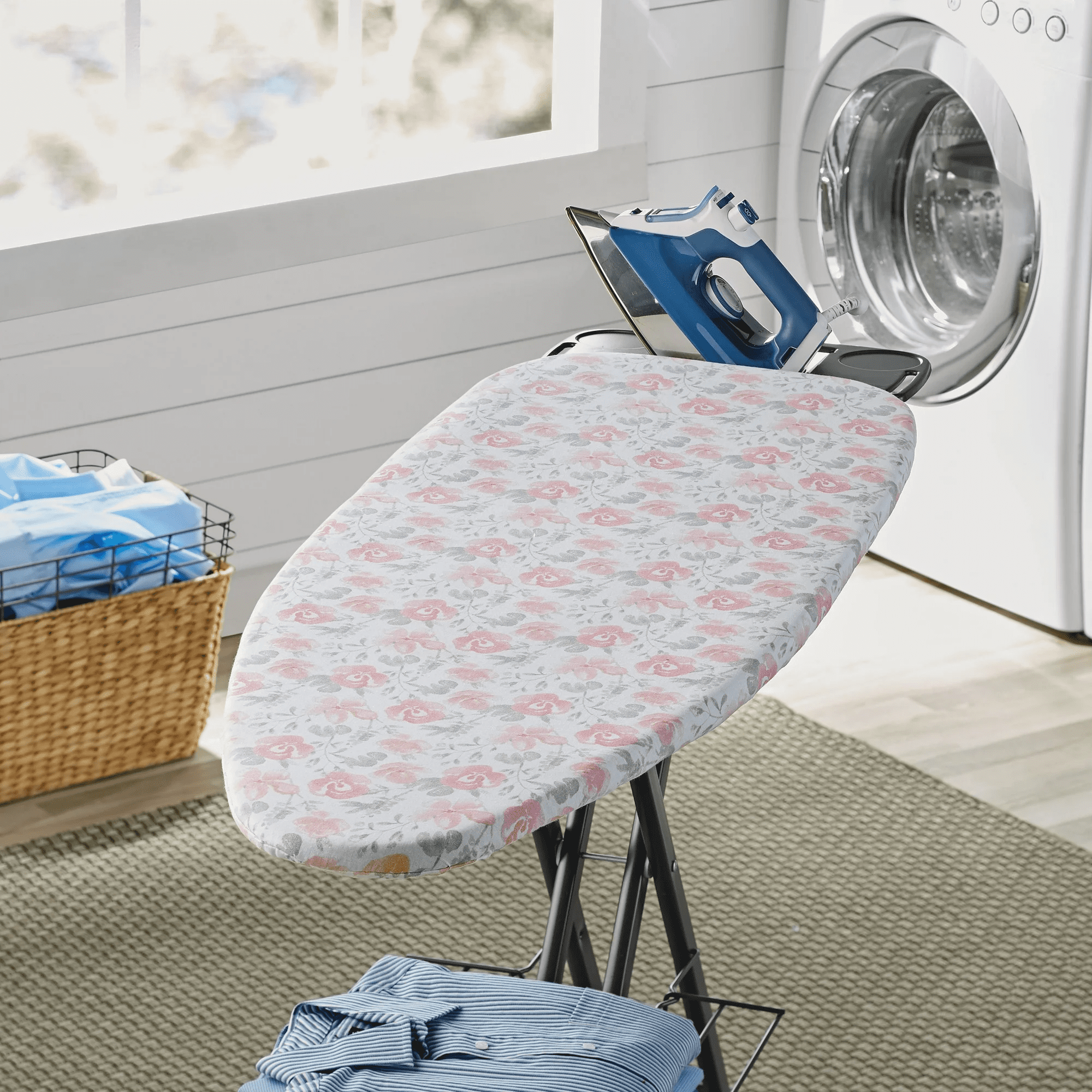 (4 pack) Better Homes & Gardens Ironing Board Cover-18x54,Cotton,Recycled Polyester,Felt Padded, Reversible,Scorch Resistant,Multicolor Mayflower,Floral Pattern to Solid Rose,Cover Only-Boards Sold Separately