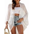 thumbnail image 3 of Women's Crochet Long Sleeve Lightweights Cover Open Front Cardigan for Summer White One size, 3 of 6