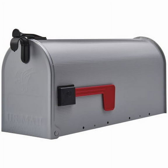 1PK Silver Gray Standard T1 Ribbed Galvanized Steel Rural Mailbox