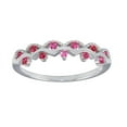 thumbnail image 1 of Simulated Ruby Cubic Zirconia Double Wavy Row Ring Sterling Silver Size 6, 1 of 4