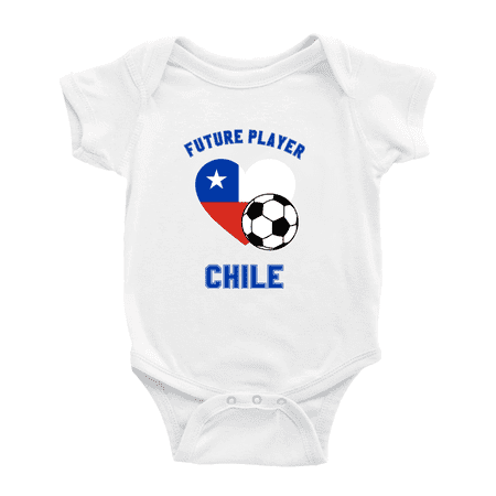 

Future Soccer Player Chile Soccer Fan Baby Rompers Baby Clothes (White 12-18 Months)