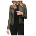 thumbnail image 3 of CILENON Womens Faux Leather Jackets Biker Motorcycle Zipper Slim Fit Suede Cropped Bomber Coat Plus Size 2024 Fall Fashion Clearance(Army Green,S), 3 of 3