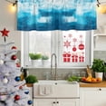 thumbnail image 6 of Abstract Aqua Blue Valances for Windows, Decorative Rod Pocket Window Valance Curtains, Contemporary Street Art Retro Painting Short Curtain Drapes for Kitchen/Living Room, 2 Panels, 42" W x 18" L, 6 of 8