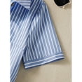 thumbnail image 5 of Blue And White Striped Lapel Short Sleeve Casual Shirt Dress For Women, 5 of 7