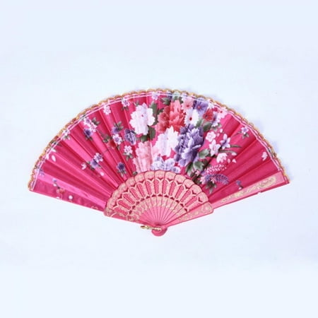 

Clearance! Silk Cloth Ladies Folding Hand Fan Exquisite Plastic Floral Dance Fan Party Wedding Gifts Home Decoration Fan
