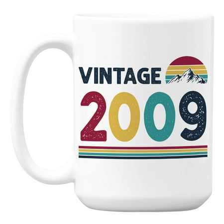 

Vintage 2009 feat Retro Sunset with Mountain Birth Year Coffee & Tea Mug (15oz)