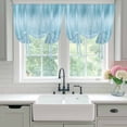 thumbnail image 4 of Teal Blue Tie Up Curtains 45 Inches Long, Kitchen Window Curtains Over Sink, Modern Abstract Art Ombre Striped Small Window Curtains Shade Balloon Curtains Valances for Bedroom/Cafe 34"x45", 4 of 8