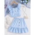 thumbnail image 2 of Bagilaanoe 2Pcs Girls Summer Clothes Fly Sleeve Camisole Tops + A-line Skirt 8T 9T 10T 11T 12T Kids Casual Skirt Set, 2 of 3