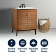 thumbnail image 4 of JONATHAN Y Calandre 30 in. W x 18 in. D x 33 in. H, Thin Linear Slat 2-Shelf, Bath Vanity Cabinet ONLY, Walnut, VAN1006B, 4 of 6
