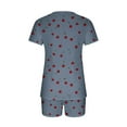 thumbnail image 7 of Women's Pajamas Sets Short Sleeve Lounge Sets Sleepwear Cherry T-Shirts Shorts Casual Two Piece Pjs Set, S, 7 of 7