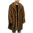 thumbnail image 2 of Yusimy Men's Winter Faux Fur Jacket Long Sleeve Solid Color Turn-Down Collar Warm Coat No Hood Casual Outwear, 2 of 8