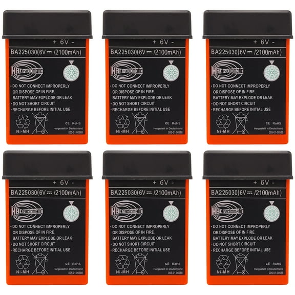6 Pcs 6V 2100mAh BA225030 Ni-Mh Rechargeable Battery HBC Radiomatic Battery BA225030 for HBC Crane Remote Control Pump Truck Battery