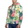 thumbnail image 3 of Pofeuu Tropical Flowers Print Mens Casual Hooded Collar Drawstring Hoodies Pullover Sweatshirts Casual Long Sleeve Shirts-3X-Large, 3 of 7