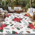thumbnail image 2 of Christmas Poinsettia Outdoor Rug for Patio/Deck/Porch, Non-Slip Large Area Rug 4 x 6 Ft, Xmas Pine Fruit Berry Red Floral Indoor Outdoor Rugs Washable Area Rugs, Reversible Camping Rug Carpet Runner, 2 of 8