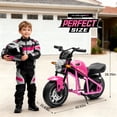 thumbnail image 2 of Track Seven 24V Kids Electric Motorcycle, 300W Electric Dirt Bike Up to 11 Mph, Twist-Grip Throttle, Hand Rear Brake, 14" EVA Tires, Music, Light, Dual Suspension, Motocross Toy for Kids Age 6+, Pink, 2 of 8