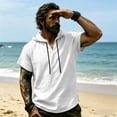 thumbnail image 4 of SHTXOZHI Mens Beach Outerwear Vests Short Sleeve V-Neck Hooded Tops Casual Vacation Comfortable Summer Jackets, 4 of 9