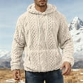 thumbnail image 4 of Mens Fuzzy Sherpa Hoodie Sweatshirts Long Sleeve Jacquard Fleece Hooded Pullover Fall Winter Warm Outwear with Pocket, 4 of 6