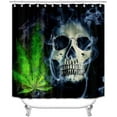 thumbnail image 2 of 4PCS Skull Shower Curtain Sets with Rugs, Waterproof Fabric Black Shower Curtain, Gothic Goth Skeleton Spooky Bohemian Floral Rose Flower Ferns Plant Leaves Moon Star Mushroom Bathroom Decor, 2 of 7