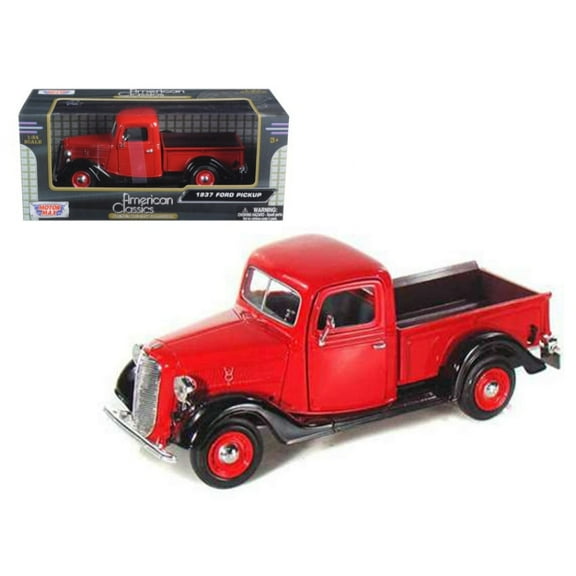 1937 Ford Pickup Truck Red and Black 1/24 Diecast Model Car by Motormax