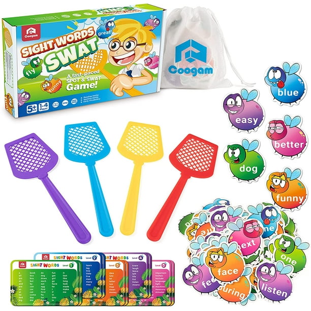 Sight Words Swat Game with 400 Fry Site Words and 4 Fly Swatters