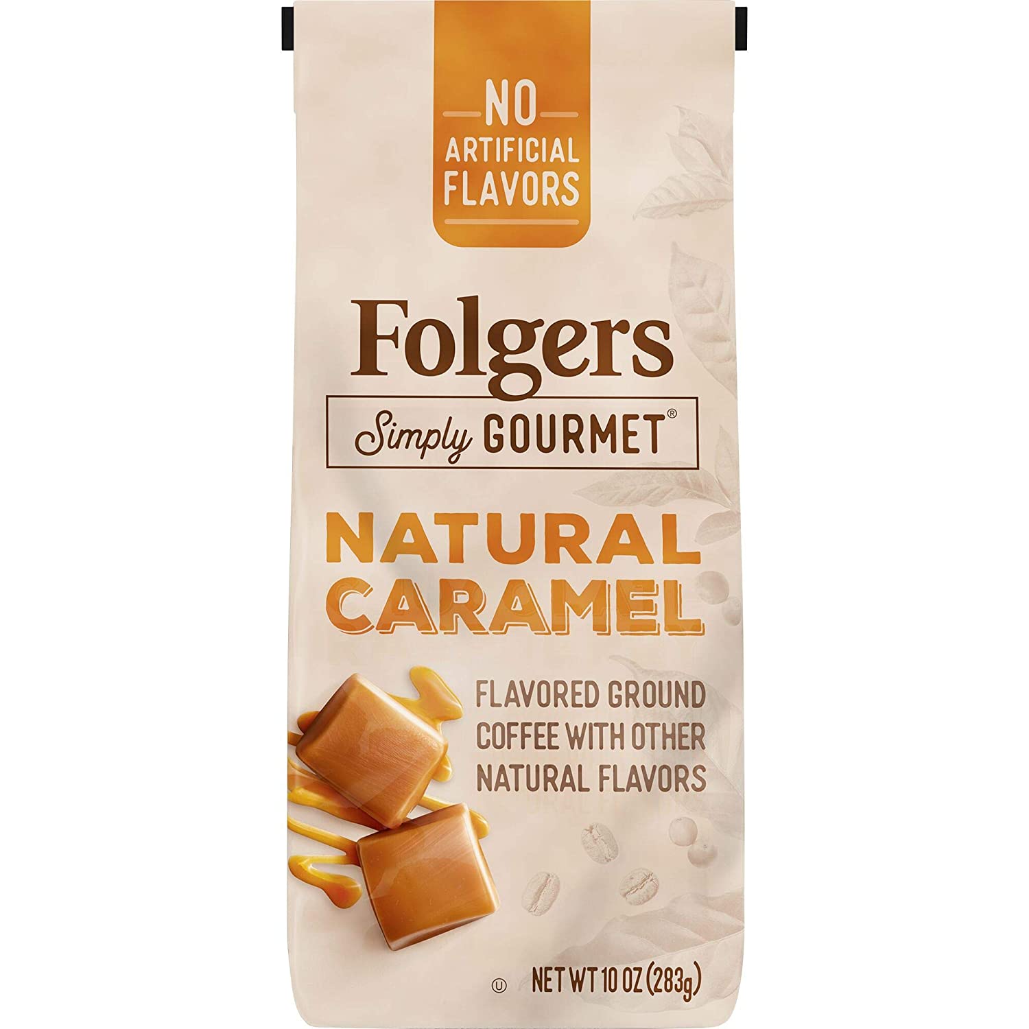 Folgers Simply Gourmet Coffee, Caramel Flavored Ground Coffee, 10