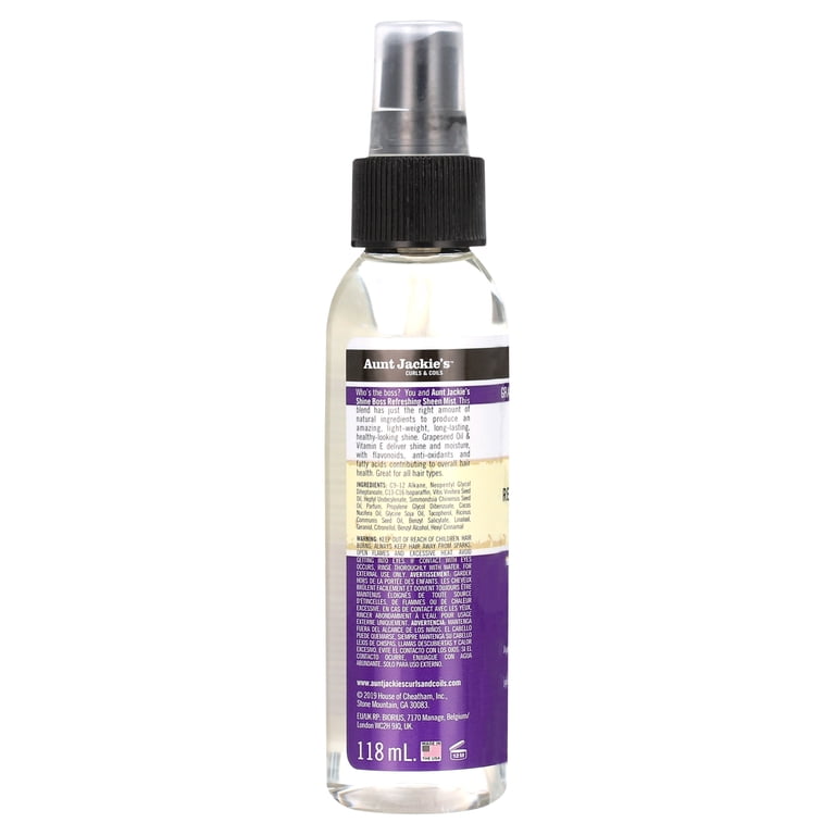 ママたん　　スクースプレー Aunt Jackie's, Curls & Coils Shine Boss Sheen Mist, 4 fl oz