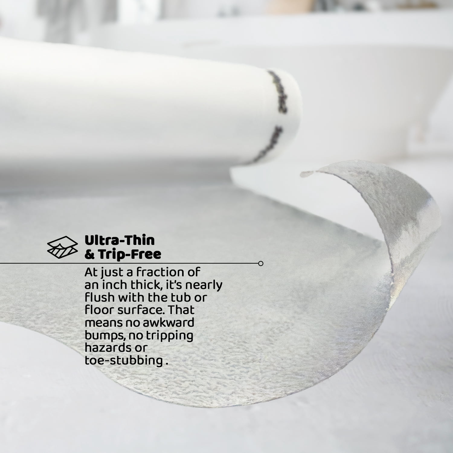 White Shower Mat Non Slip | Peel and Stick, Anti Slip Bath and Shower Safety Mat