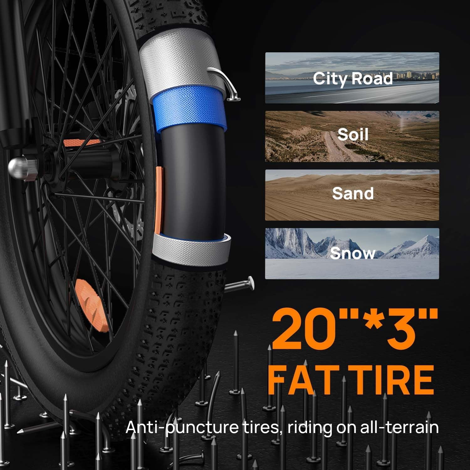 Peak 1000W Electric Bike for Adults and Teens, 48V 15Ah Ebike , All-Terrain with Front Suspension, Anti-theft Lock, Charger, Rear Rack