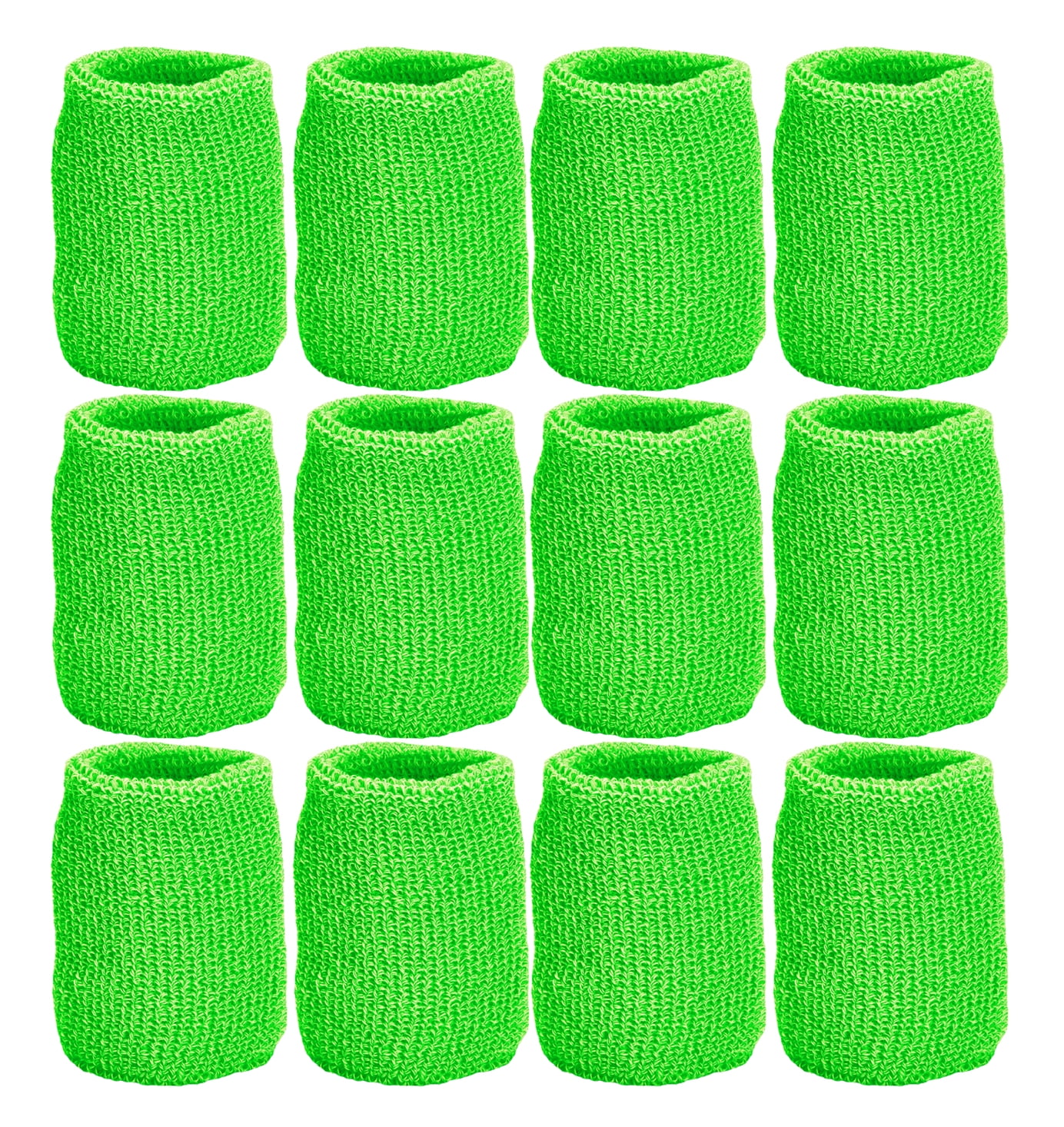 Unique Sports Athletic Performance Team Pack of 12 Wristbands (6 pair) - Lime Green